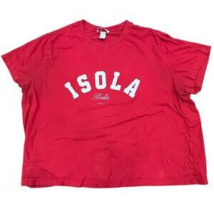H&M Isola Bella Italy Graphic T-Shirt XXL Red Boxy European Summer